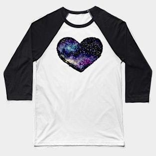 Watercolor Starry Sky and Heart Baseball T-Shirt